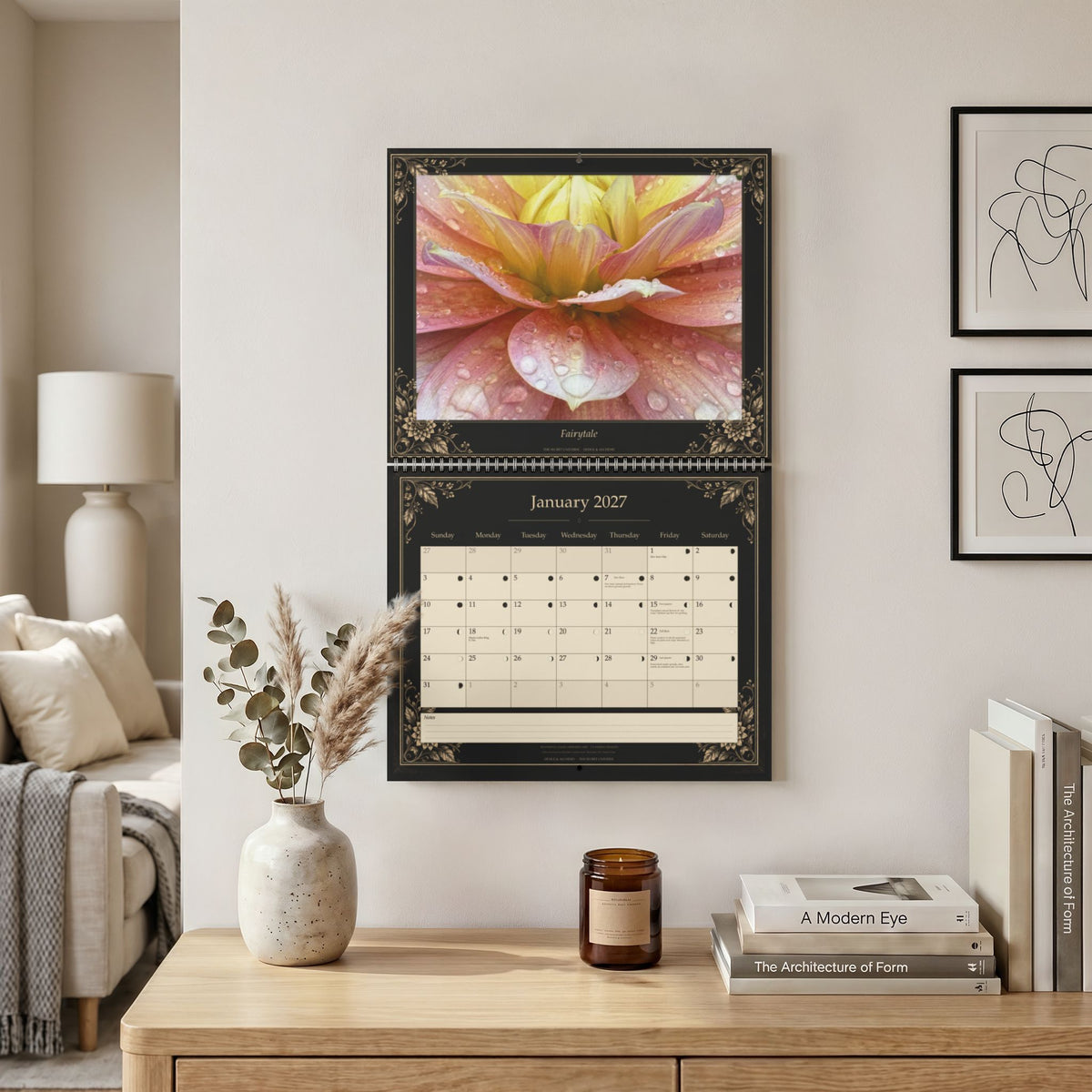 The Secret Universe | 2027 Dahlia Close Up & Lunar Gardening Wall Calendar