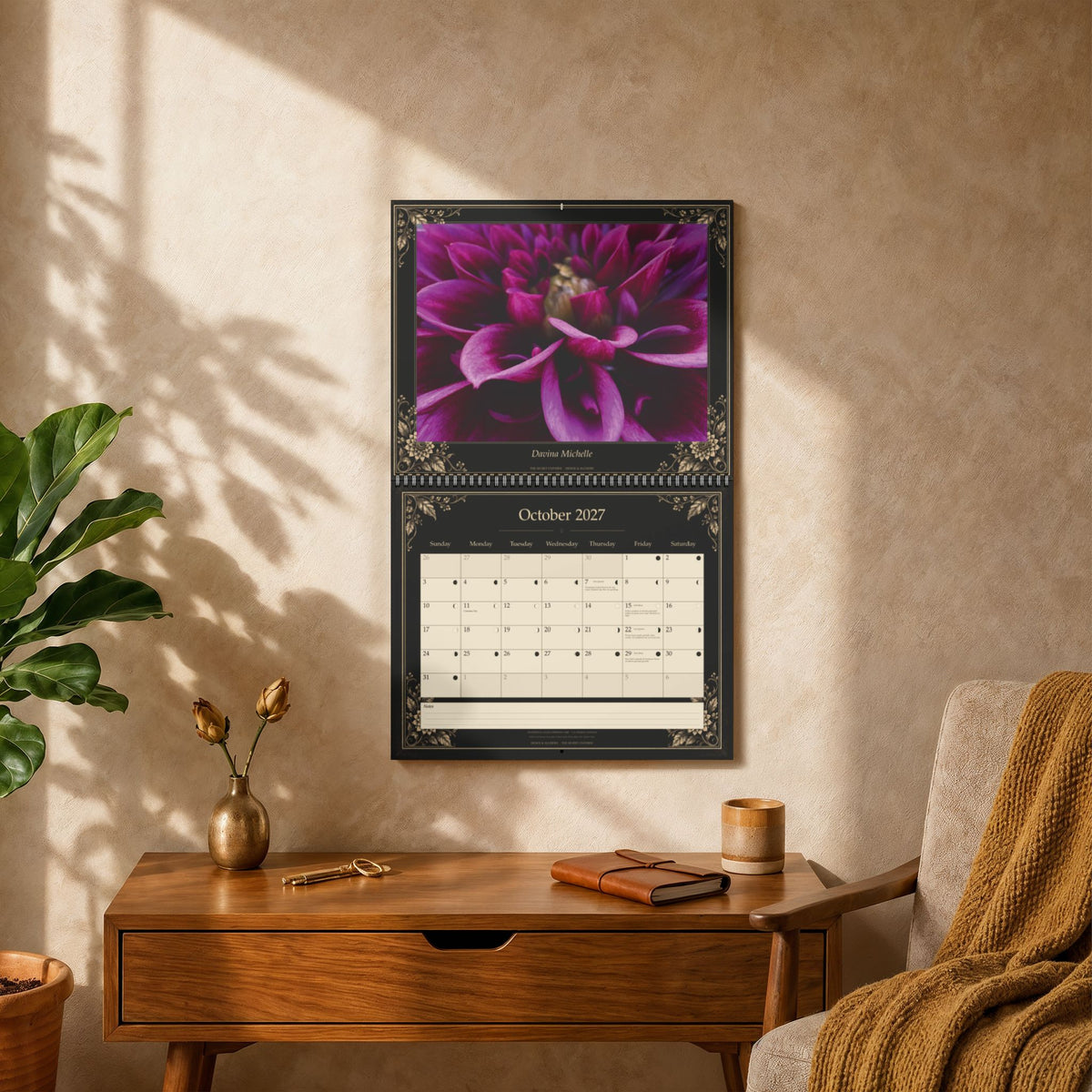 The Secret Universe | 2027 Dahlia Close Up & Lunar Gardening Wall Calendar