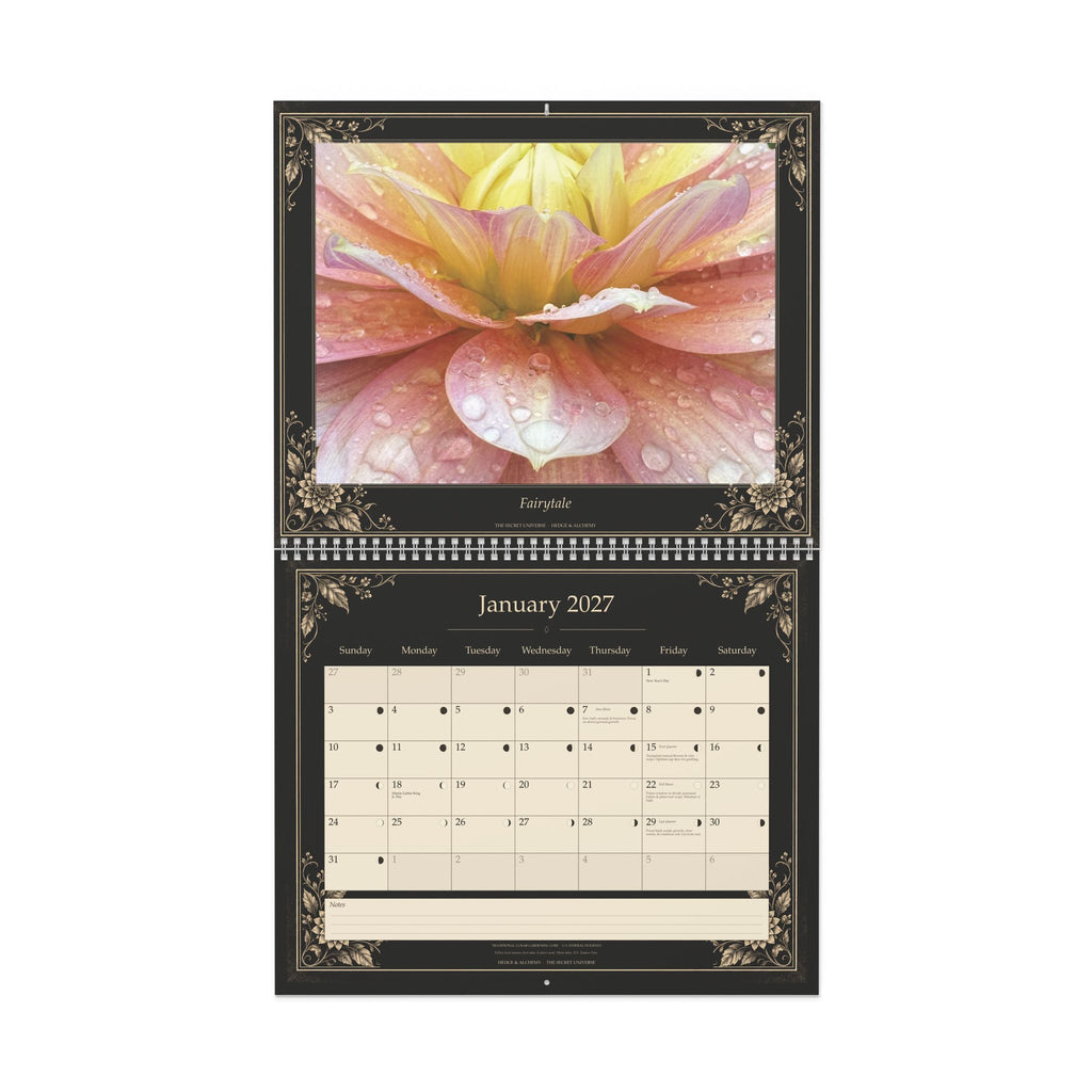 The Secret Universe | 2027 Dahlia Close Up & Lunar Gardening Wall Calendar
