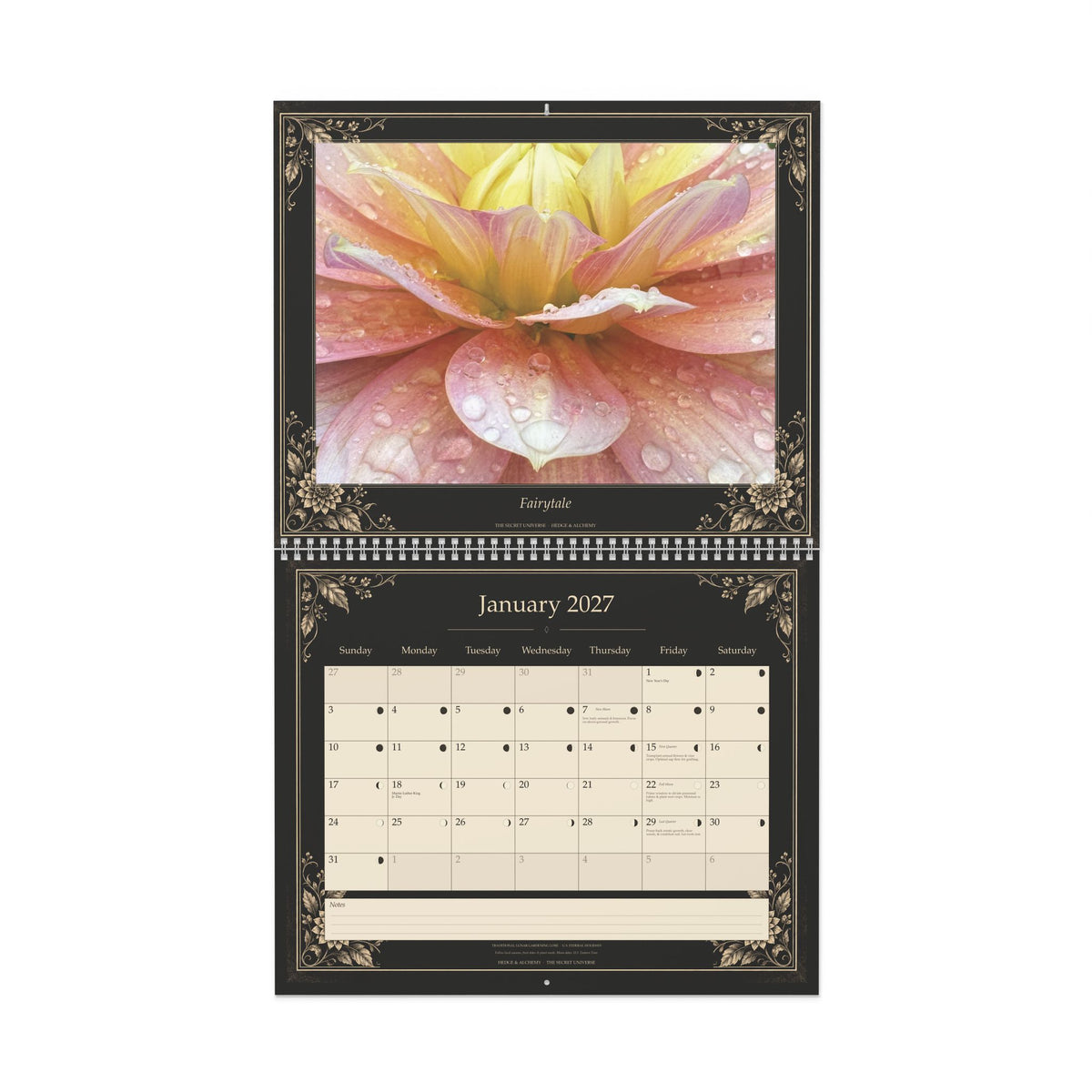 The Secret Universe | 2027 Dahlia Close Up & Lunar Gardening Wall Calendar