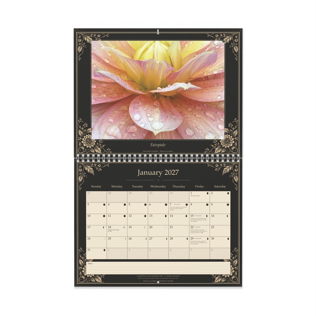 The Secret Universe | 2027 Dahlia Close Up & Lunar Gardening Wall Calendar